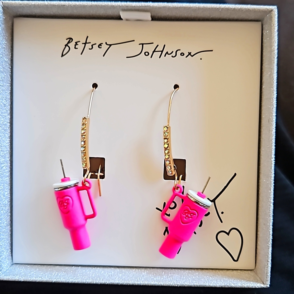 Betsey Johnson Pink Cup Drop Earrings